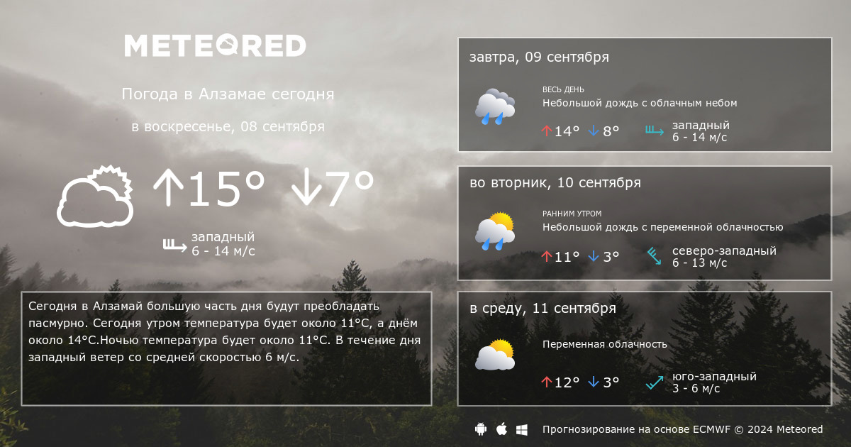 Погода алзамай на 14 дней