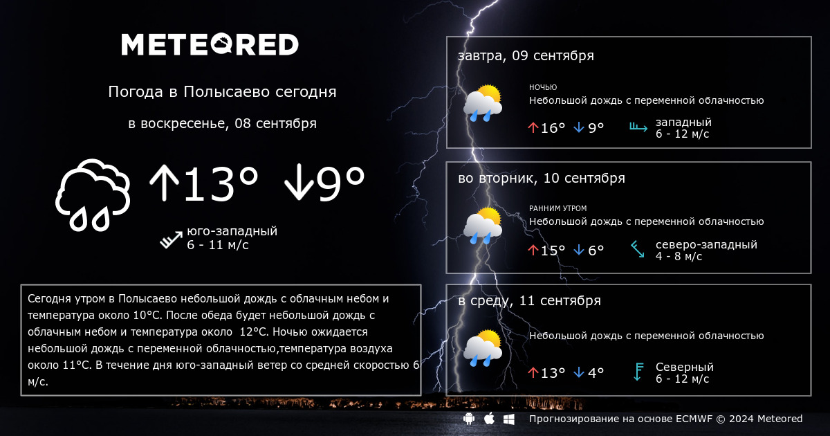 Погода в Полысаево на 10 дней - прогноз погоды на десять дней