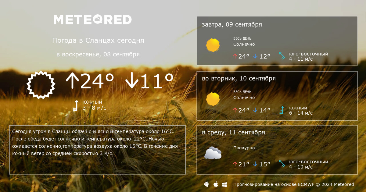 Погода в Сланцах на 14 дней