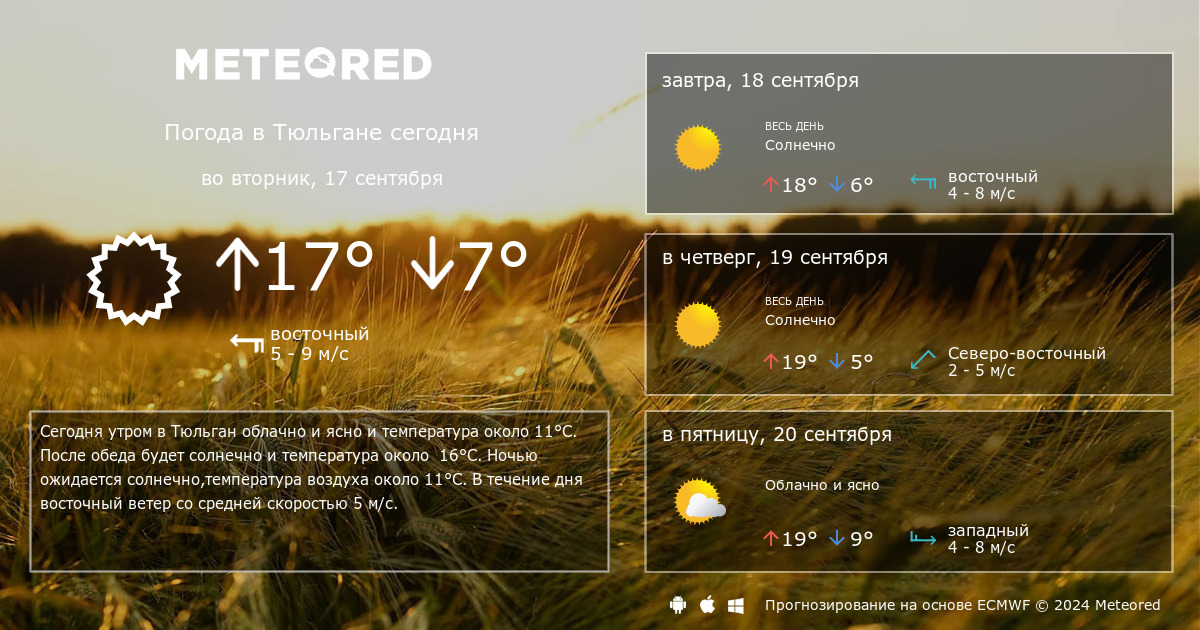 Погода в Тюльгане на 10 дней